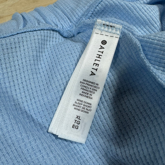Athleta Wind Down Sleep Shorts Waffle Knit Light Blue Women's Size XL NWT - Picture 5 of 10